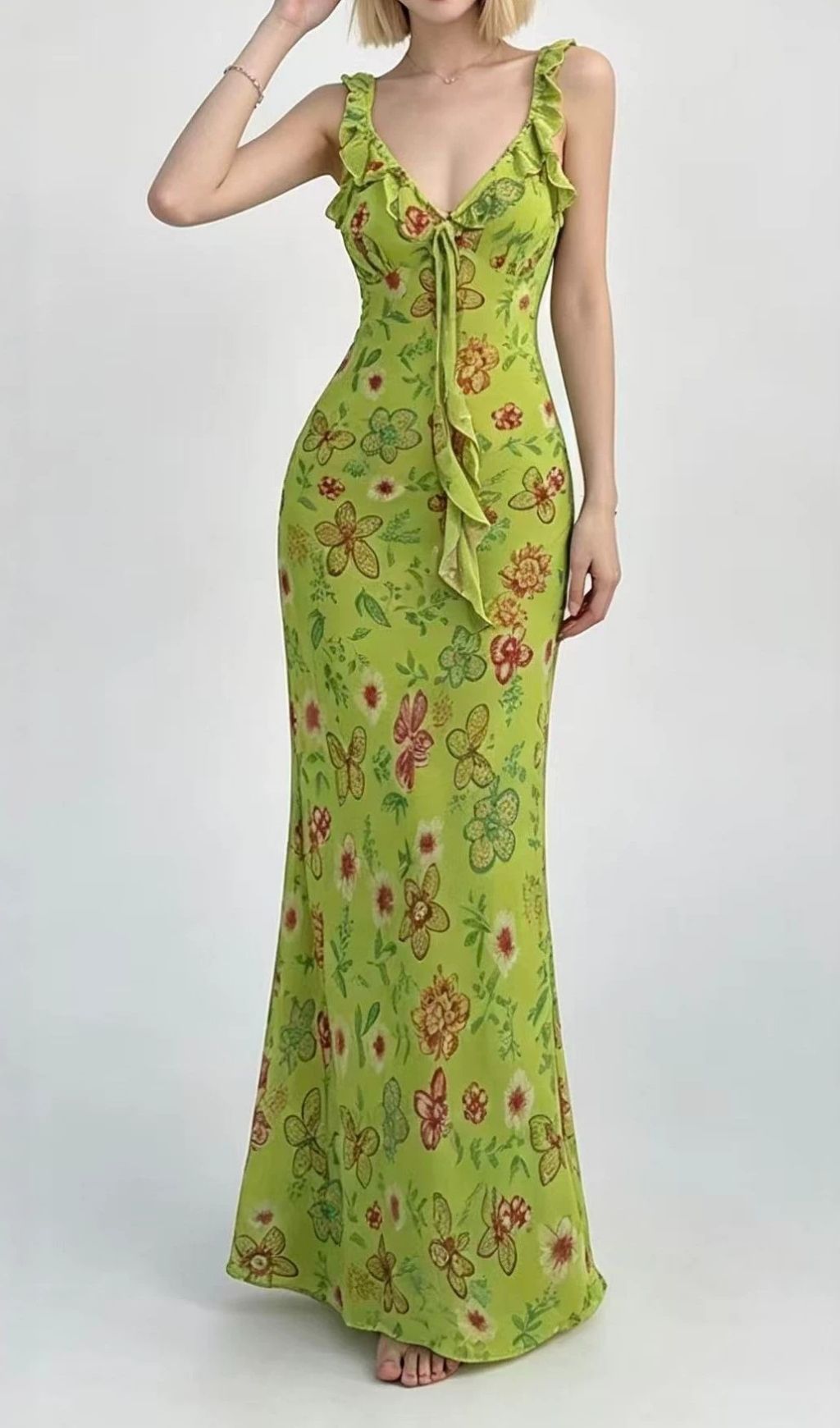 0236272ab2413af7b8a49975f629d52a.jpg Fashionslee Women Laurin Green Floral Maxi Dress