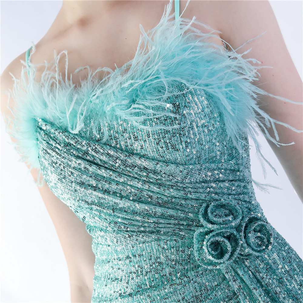 04730795556c2f14486ac2dbfb5ad92e.jpg Fashionslee Women Chroma Mint Sequin Flower Feather Maxi Dress