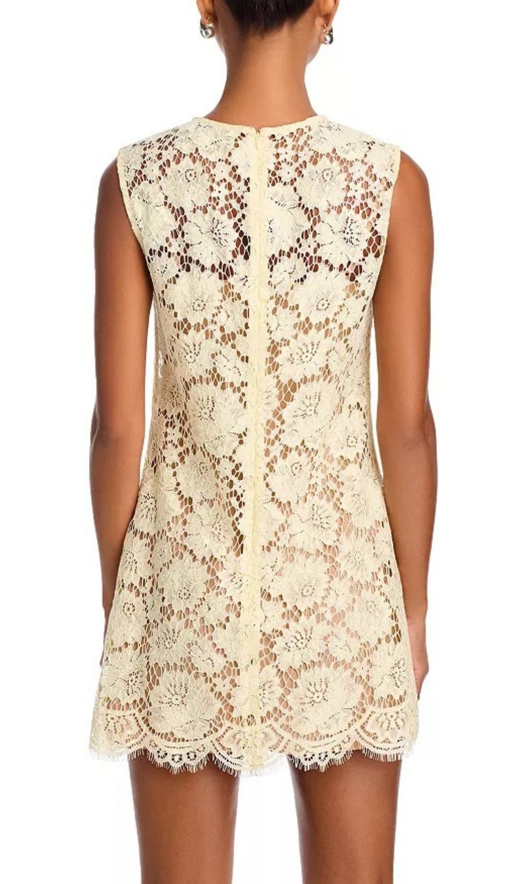 Fashionslee Women Lace Mini Dress -Yellow