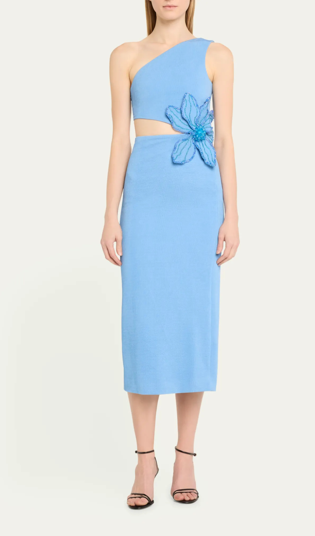 Fashionslee Women Aliyah Blue Flower Bandage Midi Dress