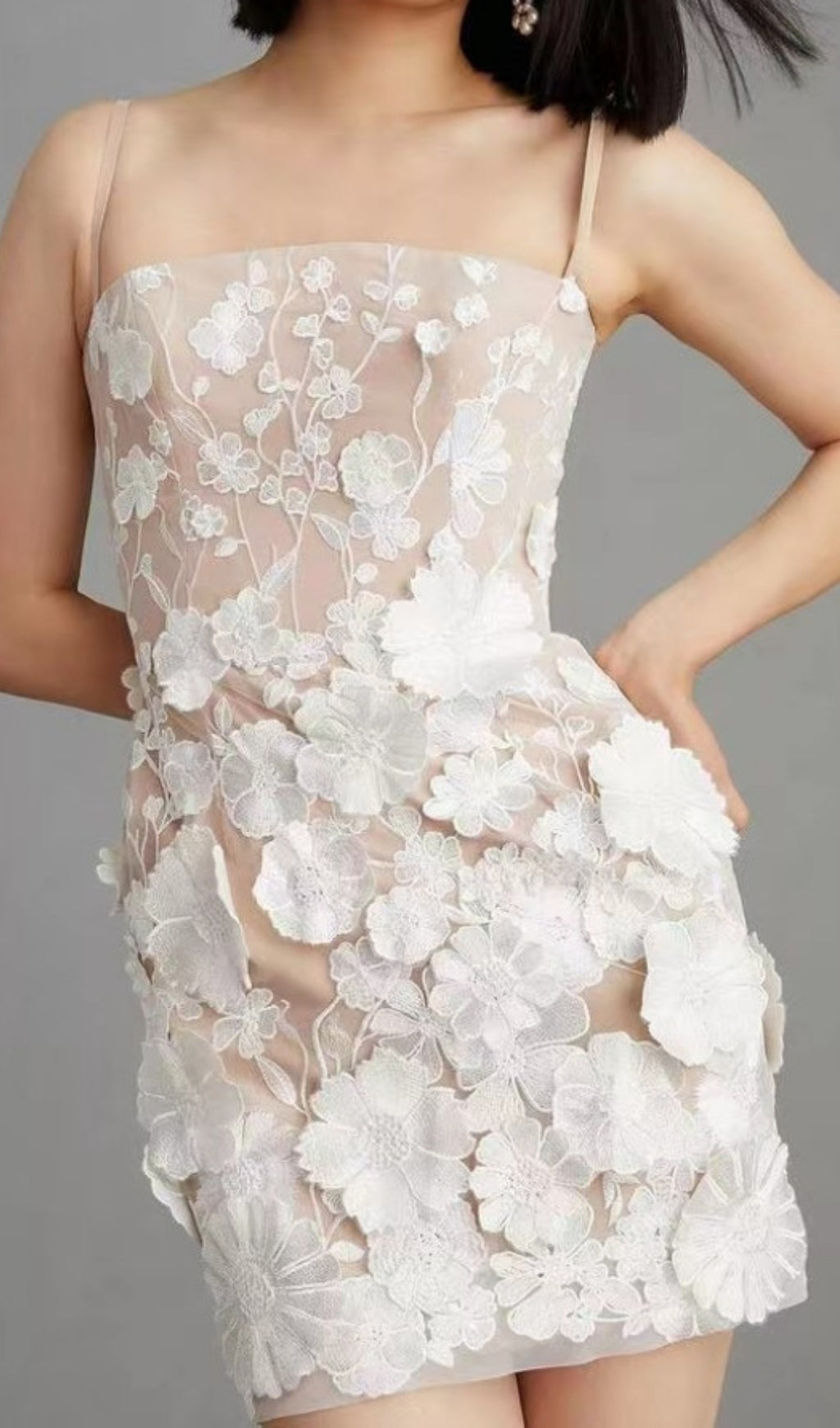 Fashionslee Women Adonica Flower Embellished Mini Dress