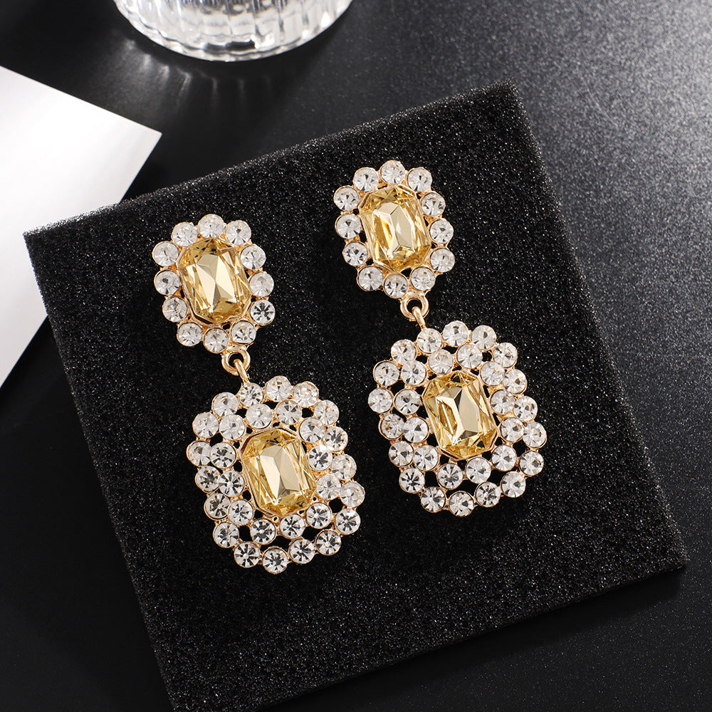 Fashionslee Women Ayuka Champagne Rhinestone Gem Drop Earrings