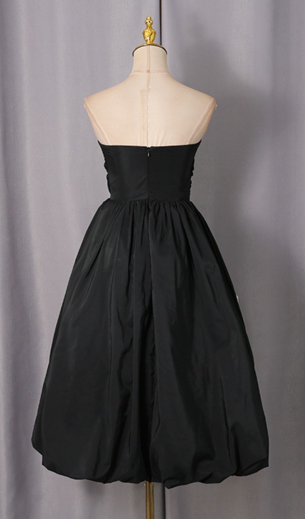 Fashionslee Women Laurenza Black Strapless Flower Embellished Midi Dress
