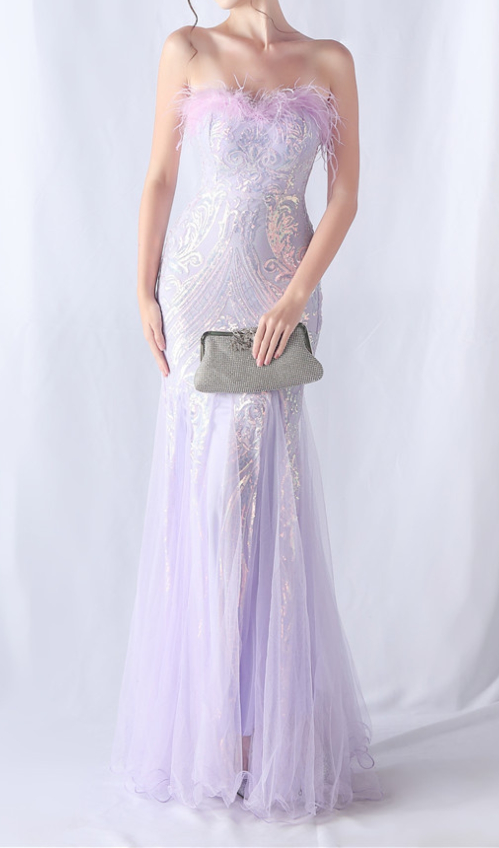 0818bb984ef83ed17cbfc1a10ef5f0f2.jpg Fashionslee Women Choire Purple Sequin Feather Maxi Dress