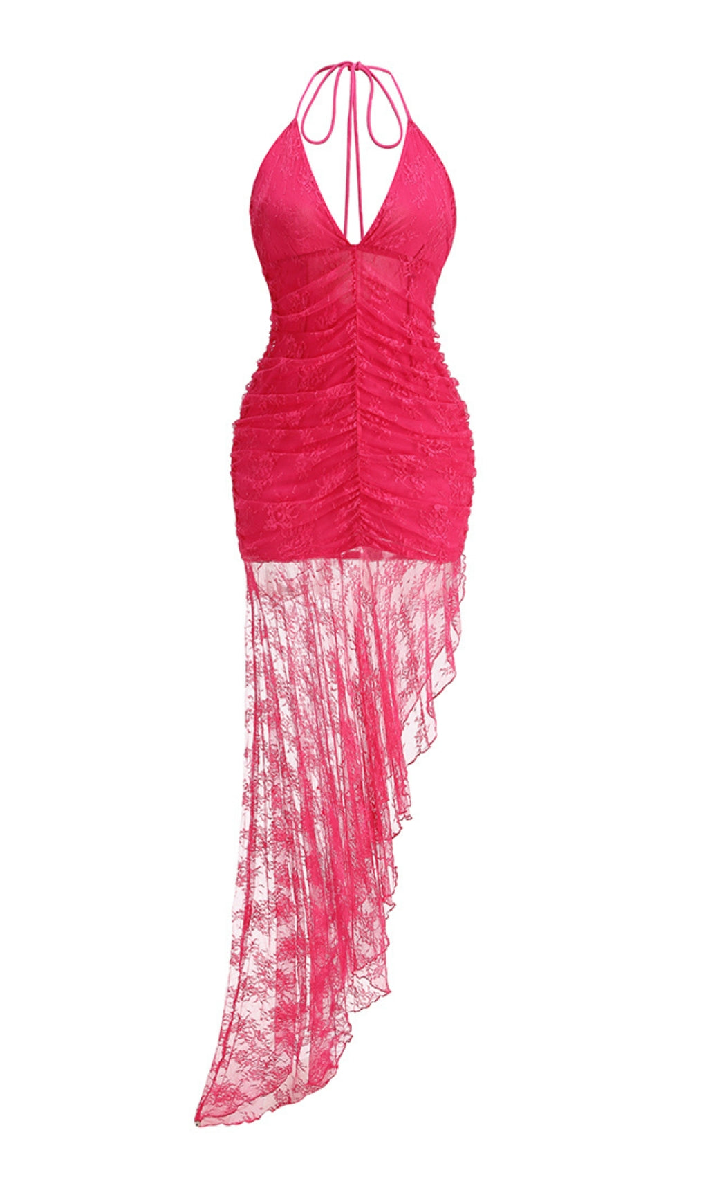 Fashionslee Women Bertha Rose Red Lace Maxi Dress