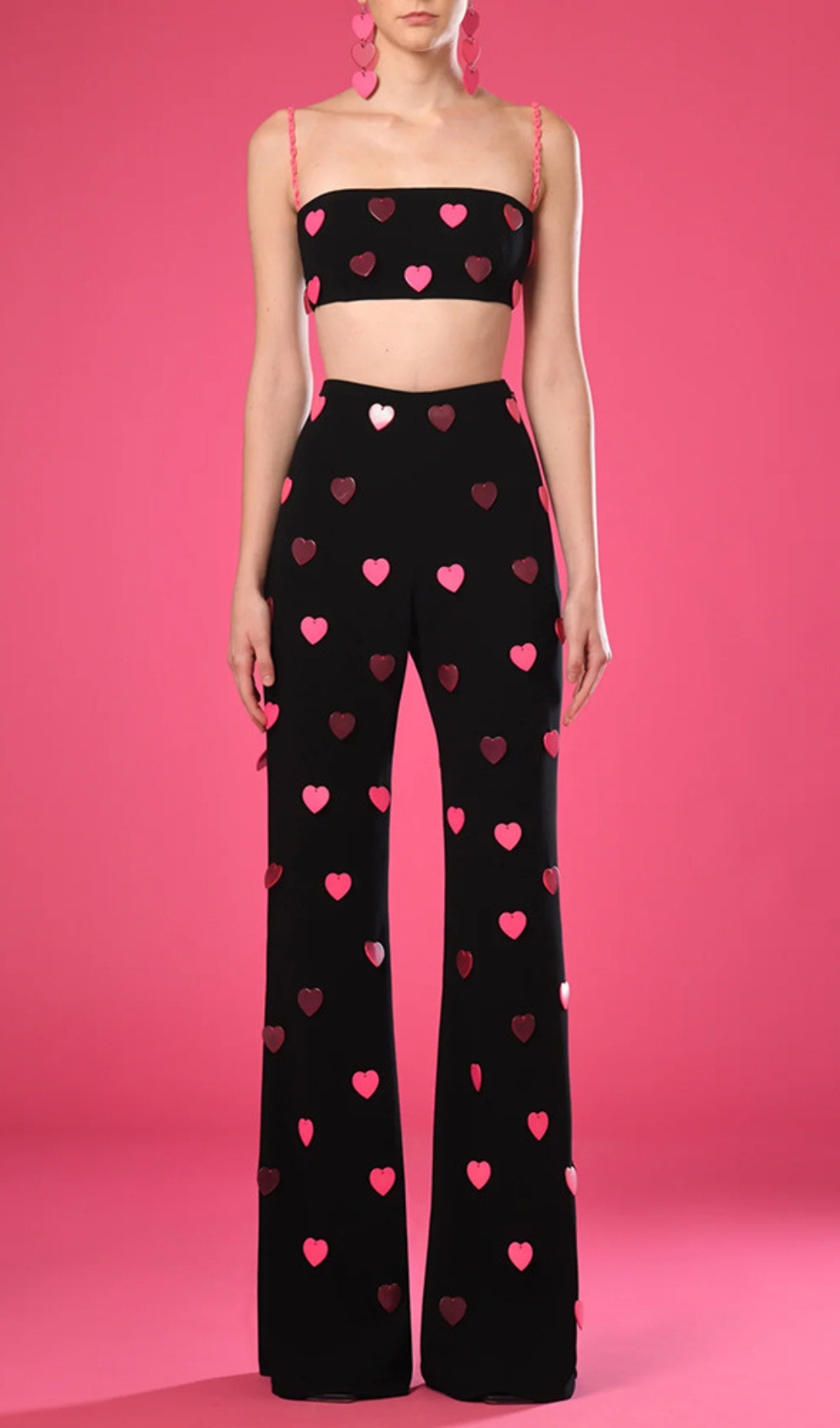 Fashionslee Women Clovia Pink Heart Embellished Top & Pants Set