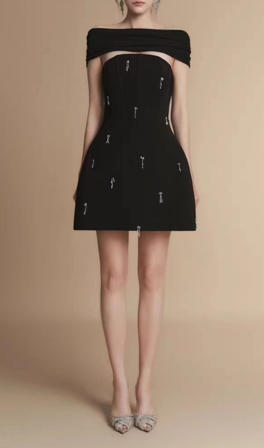 Fashionslee Women Kenny Black Embellished Mini Dress
