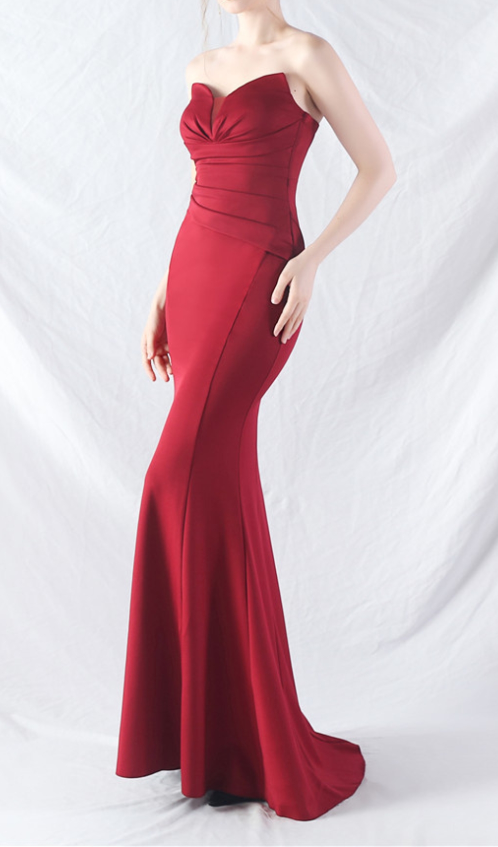 0bb93f0639a63b31f0212b82d8355cda.jpg Fashionslee Women Chrina Red Strapless Ruched Maxi Dress