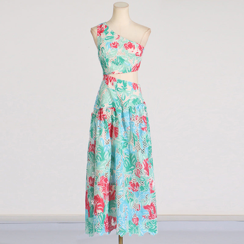 0d8b8d3bcbda893294d30668cf933254.jpeg Fashionslee Women Azha One Shoulder Print Embroidered Dress