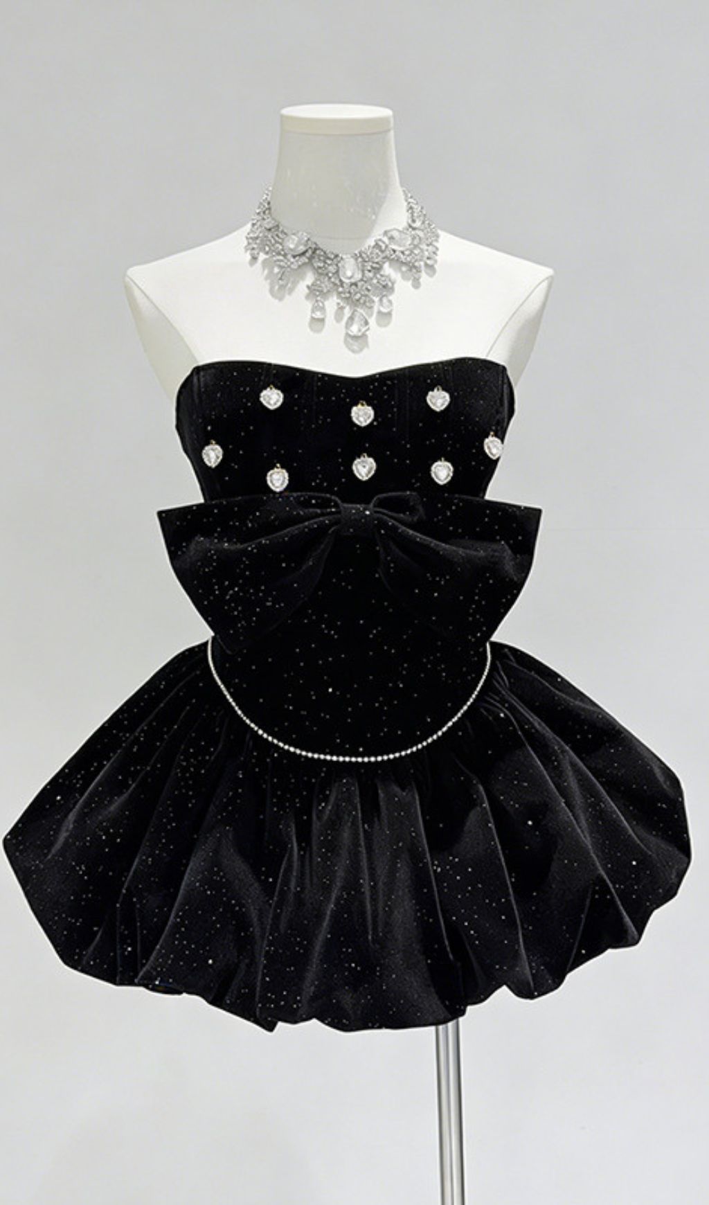 Fashionslee Women Jioni Strapless Bow Diamante Mini Dress