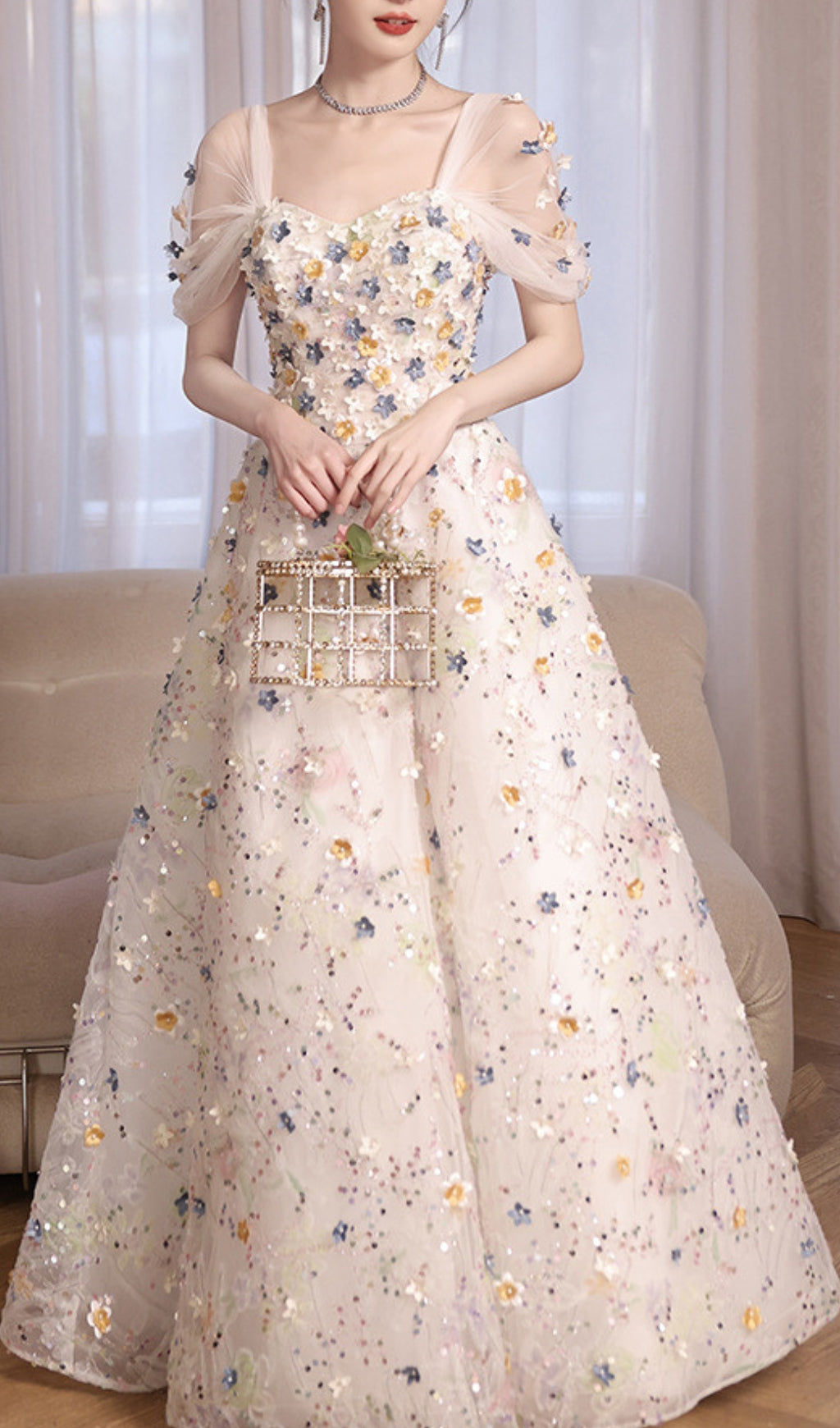 Fashionslee Women Amayah Flower Embellished Maxi Dress