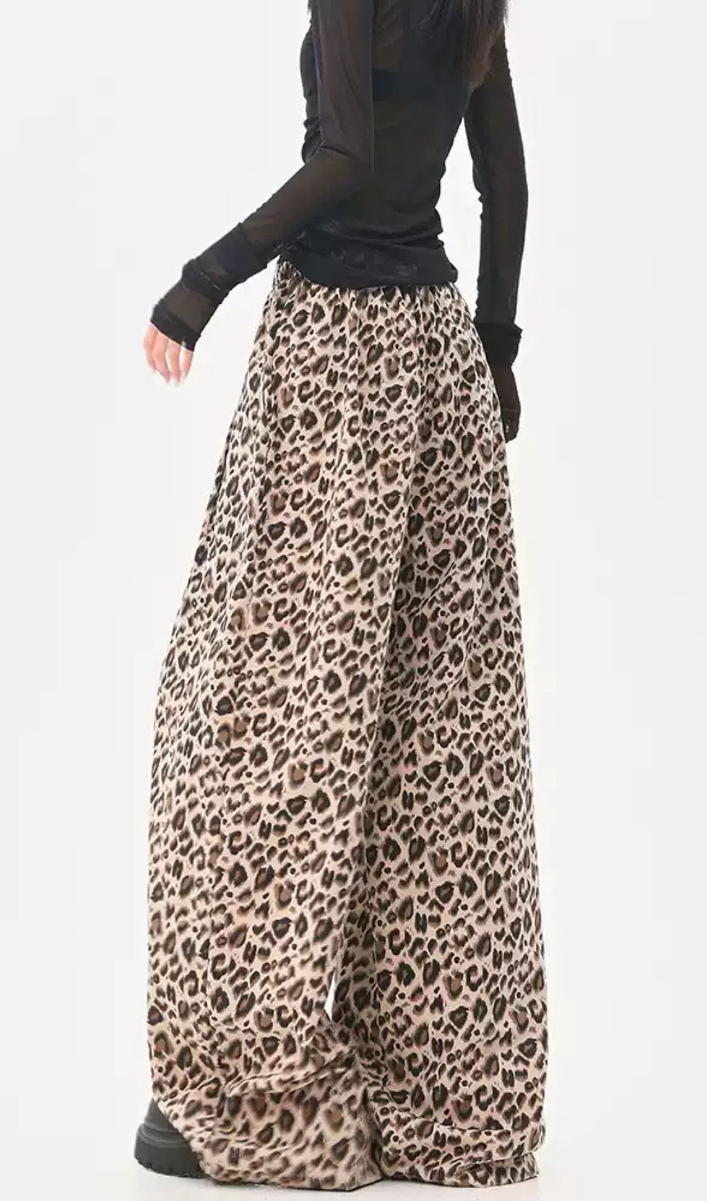Fashionslee Women Lali Leopard High Waist Wide Leg Pants