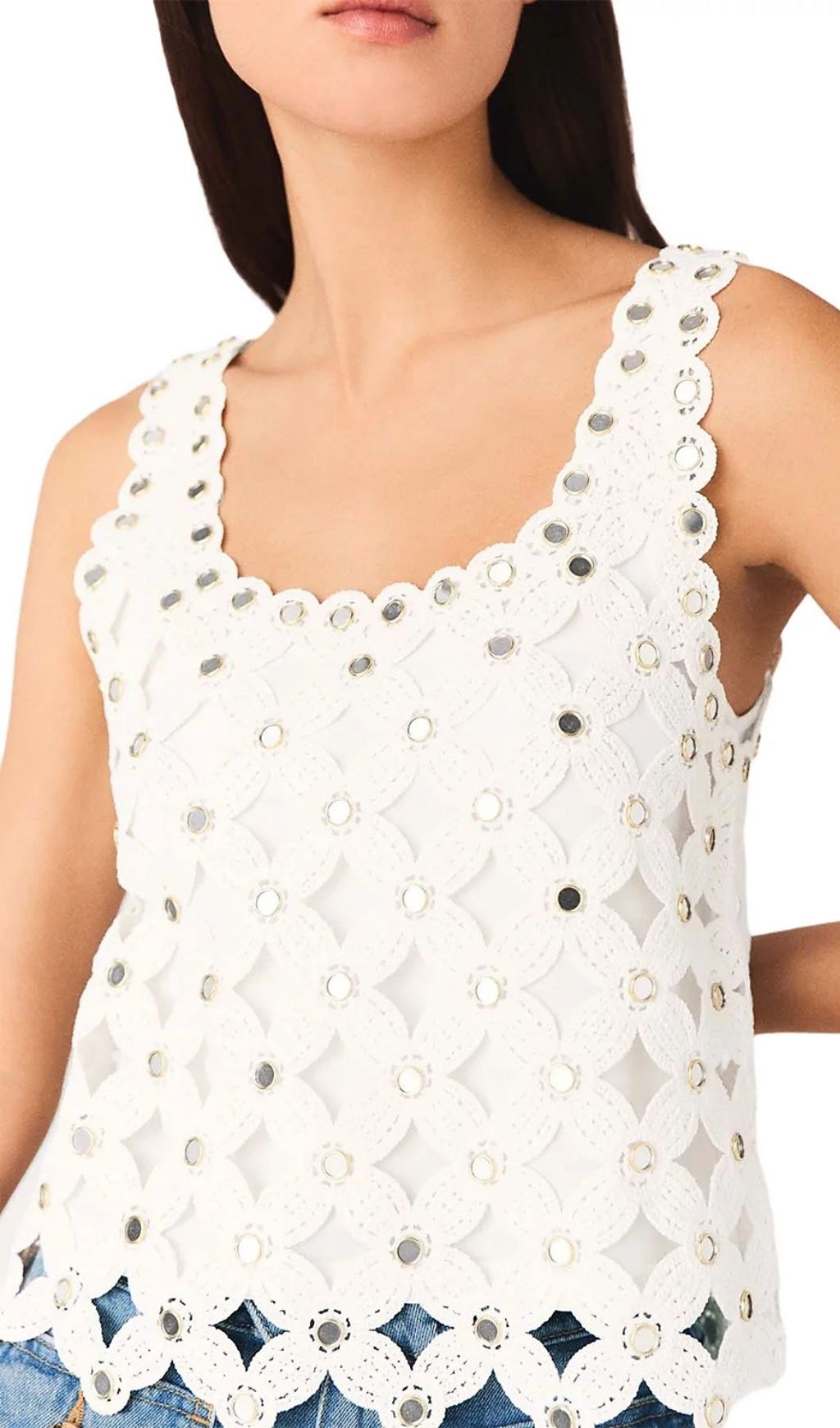 11b7e1f41a653740b8bd4b30b6df6d29.jpg Fashionslee Women Limiroir Mirrored Crochet Top