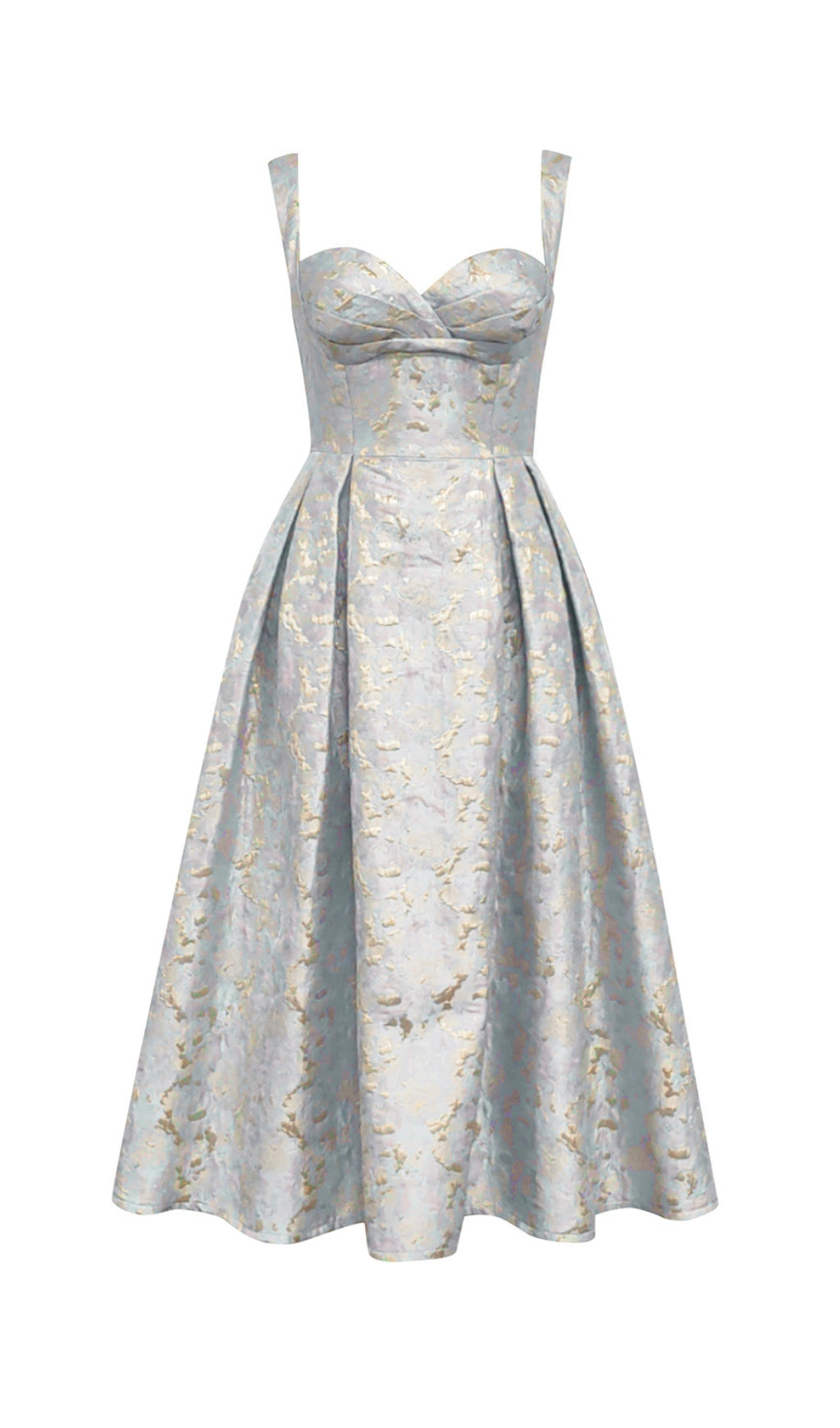1217b0b685e6a8f616a20631e81c27e5.jpeg Fashionslee Women Avon A Line Midi Dress Gold Aqua