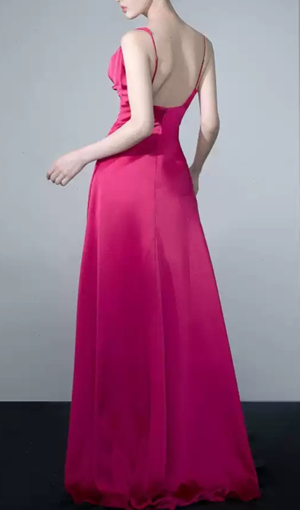 Fashionslee Women Cocheta Rose Red Ruched Satin Maxi Dress