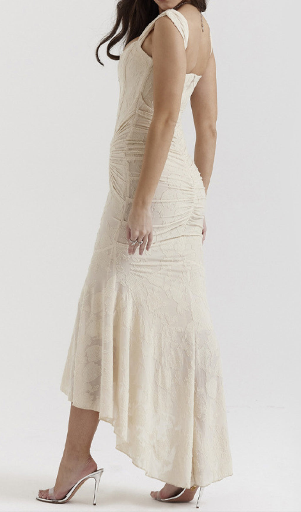 Fashionslee Women Anaëlle Cream Floral Corset Maxi Dress