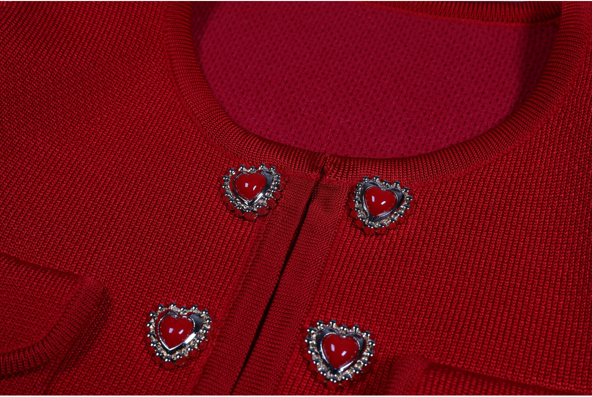 Fashionslee Women Clia Heart Button Pleated Skirt Set