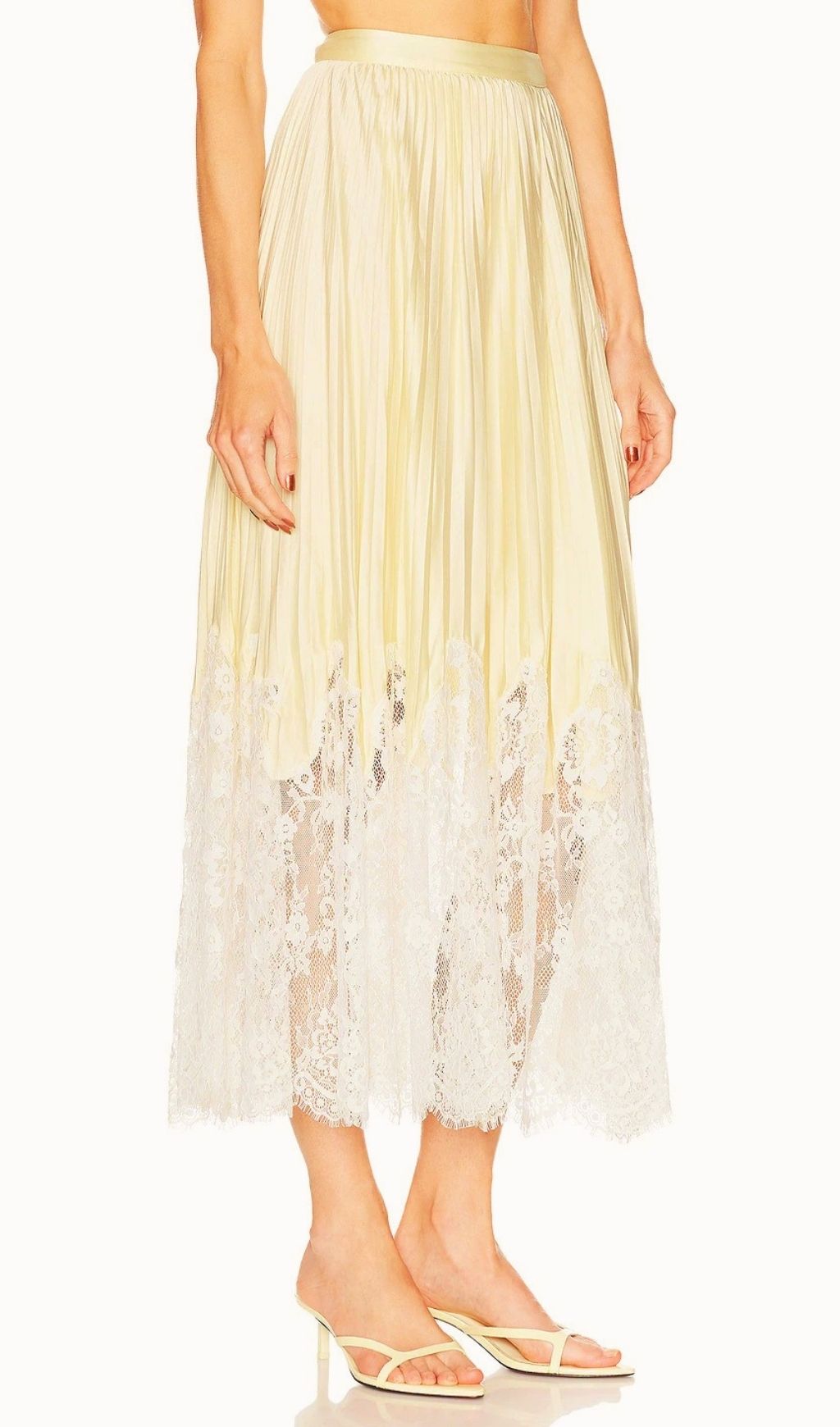 14bba24bcd082e6fa7cdc767d034ce8e.jpg Fashionslee Women Leanna Yellow Lace Pleated Midi Skirt