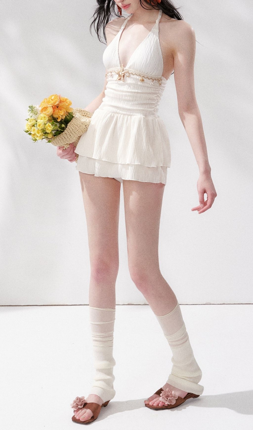 162b7bef9653c4413b0b685310078659.jpg Fashionslee Women Leehi White Halter Beach Dress
