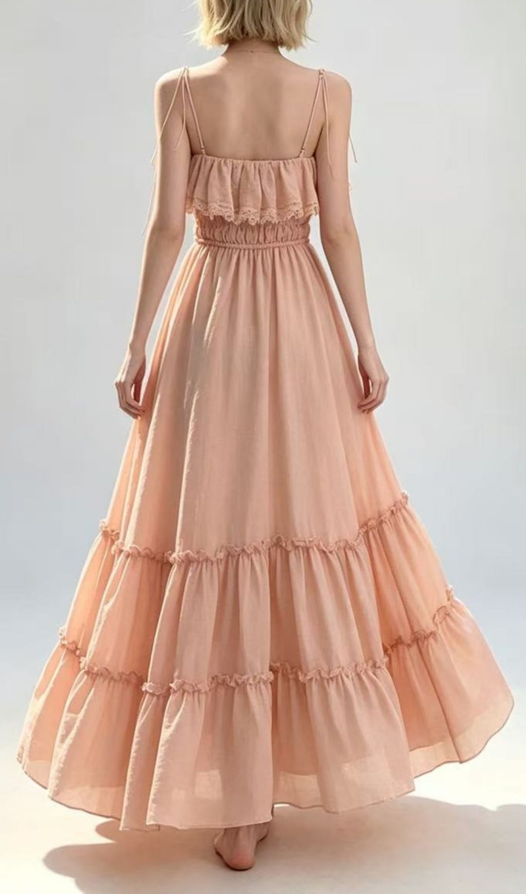 Fashionslee Women Lavanya Strappy Ruffle Maxi Dress