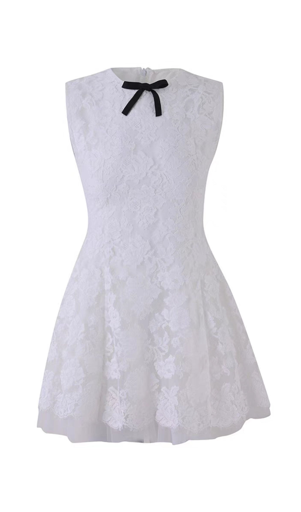 WHITE LACE AESTHETIC SLEEVELESS MINI DRESS - OWNCI WHITE LACE AESTHETIC SLEEVELESS MINI DRESS - OWNCI