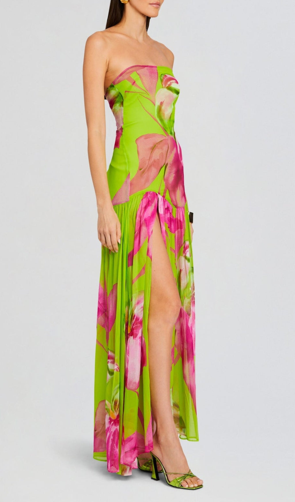 177f6fd87873d4140fb07883a84c4f48.jpeg Fashionslee Women Arava Green Printed Slit Maxi Dress