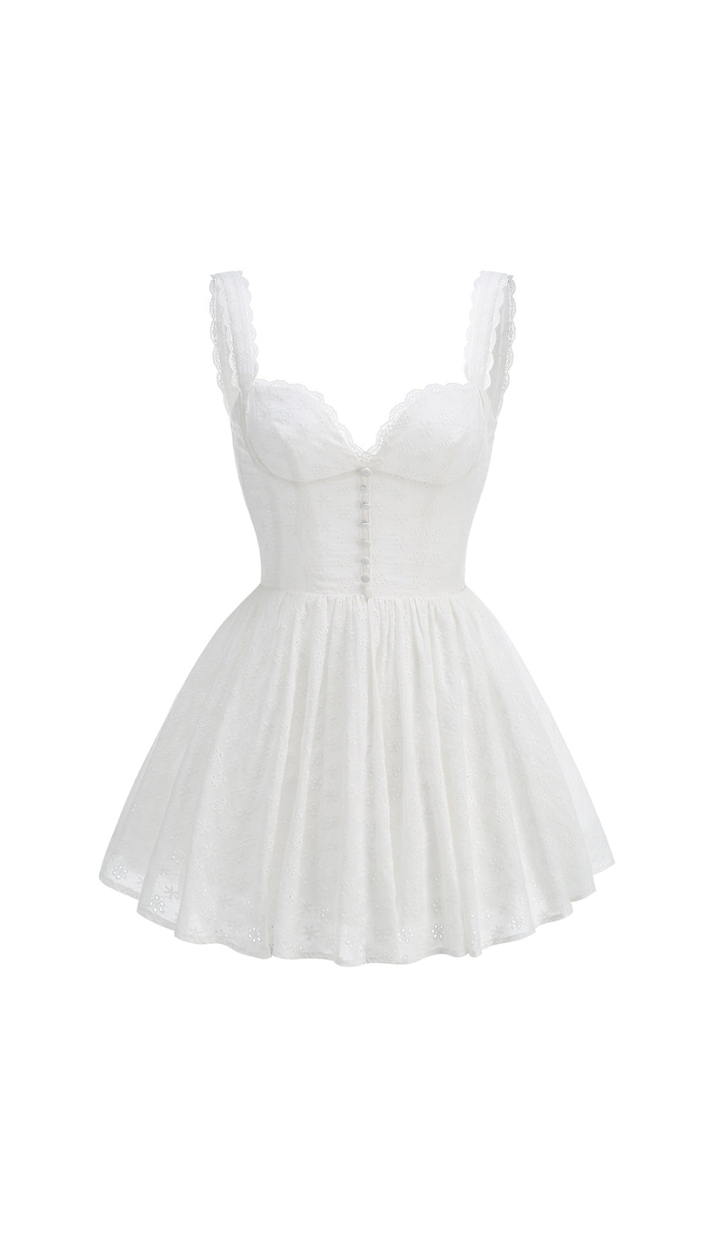 TRENDING WHITE V-NECK MINI DRESS - OWNCI