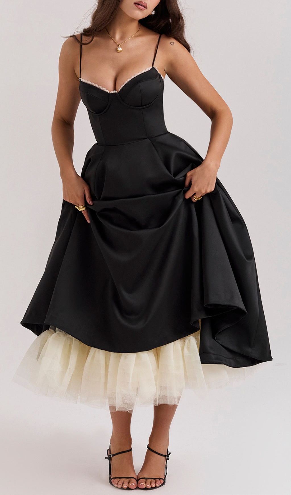 1898641b1f3b2af68c5a2854f03cbc93.jpeg Fashionslee Women Alodia Black Mesh Hem Midi Dress