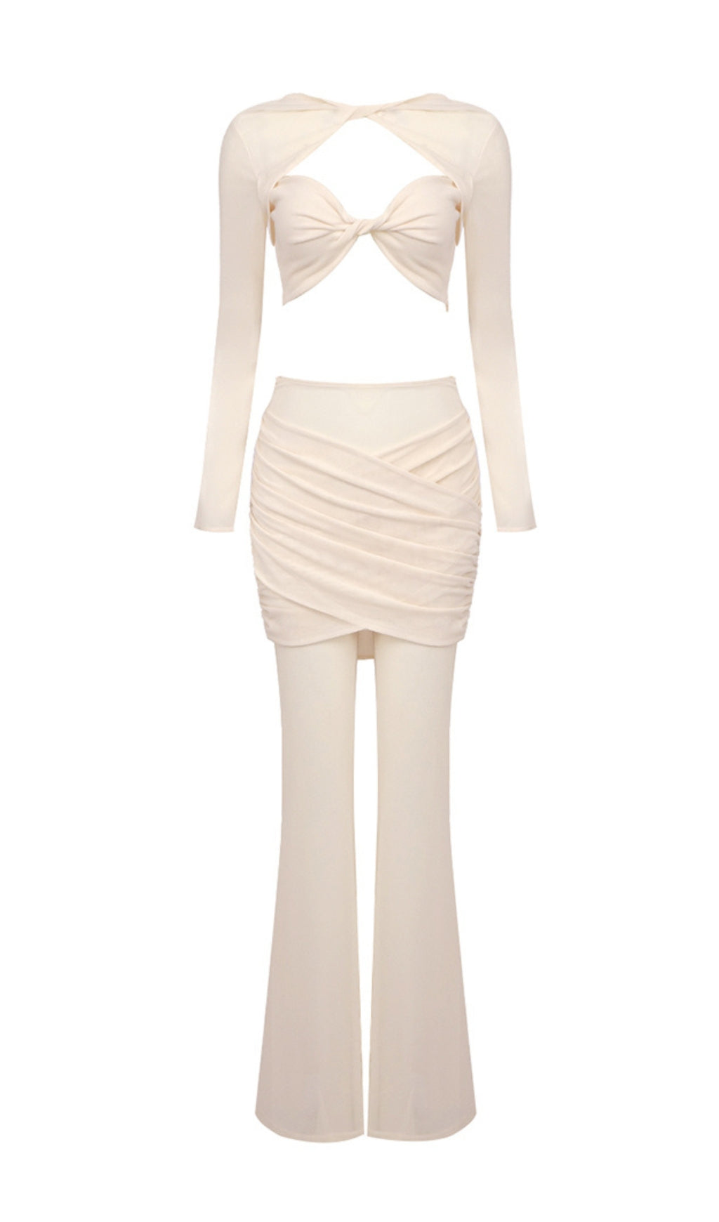 TRENDING BEIGE DRAPED JUMPSUIT TWO-PIECE - OWNCI TRENDING BEIGE DRAPED JUMPSUIT TWO-PIECE - OWNCI