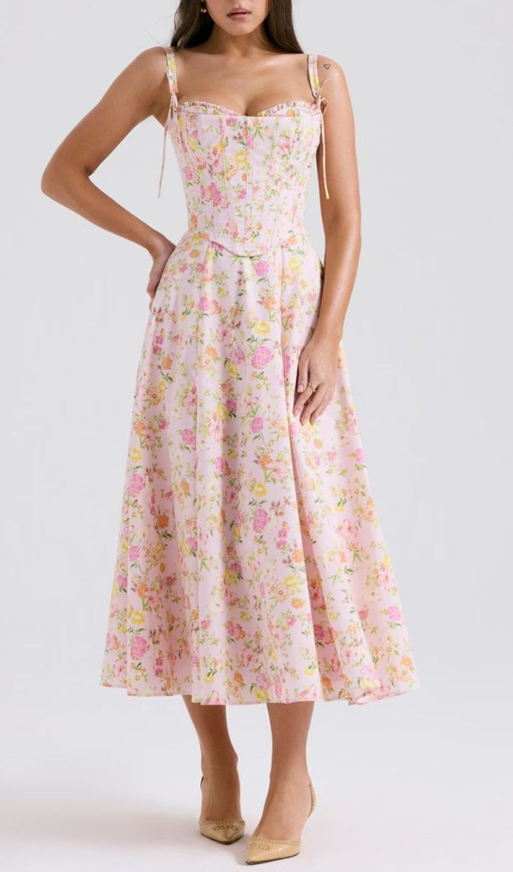 Fashionslee Women Avariella Floral Corset Midi Dress Set