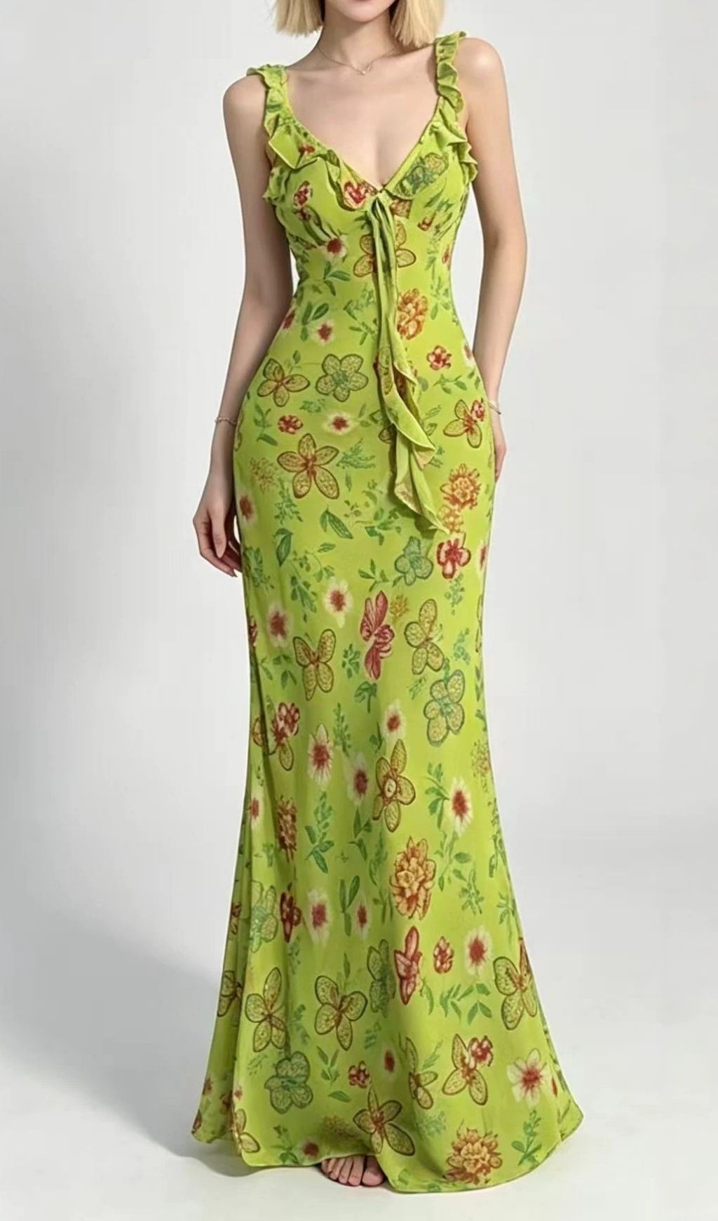 19224273aad5a16aea7b749e8accce8f.jpg Fashionslee Women Laurin Green Floral Maxi Dress