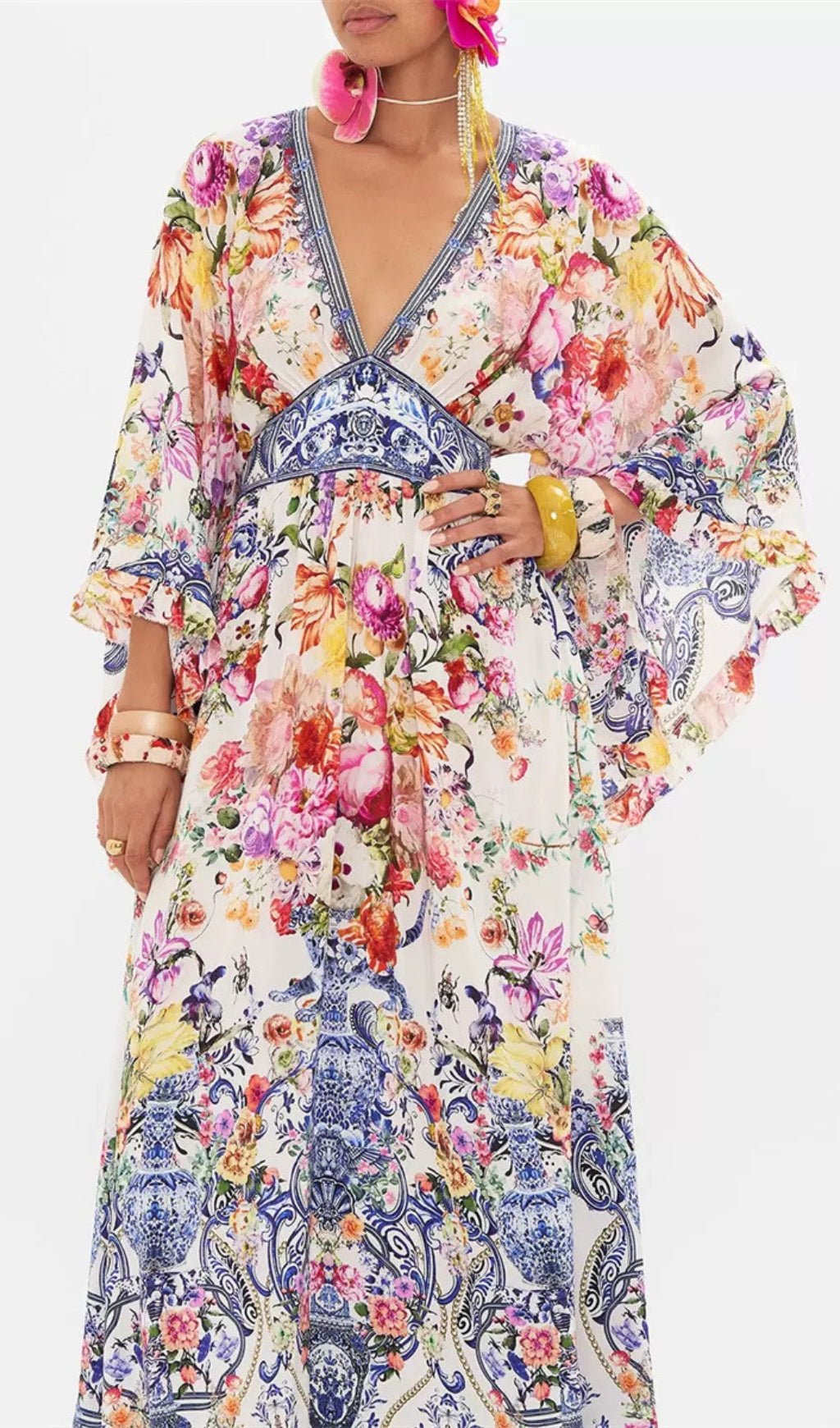 Fashionslee Women Aveline V Neck Floral Maxi Dress