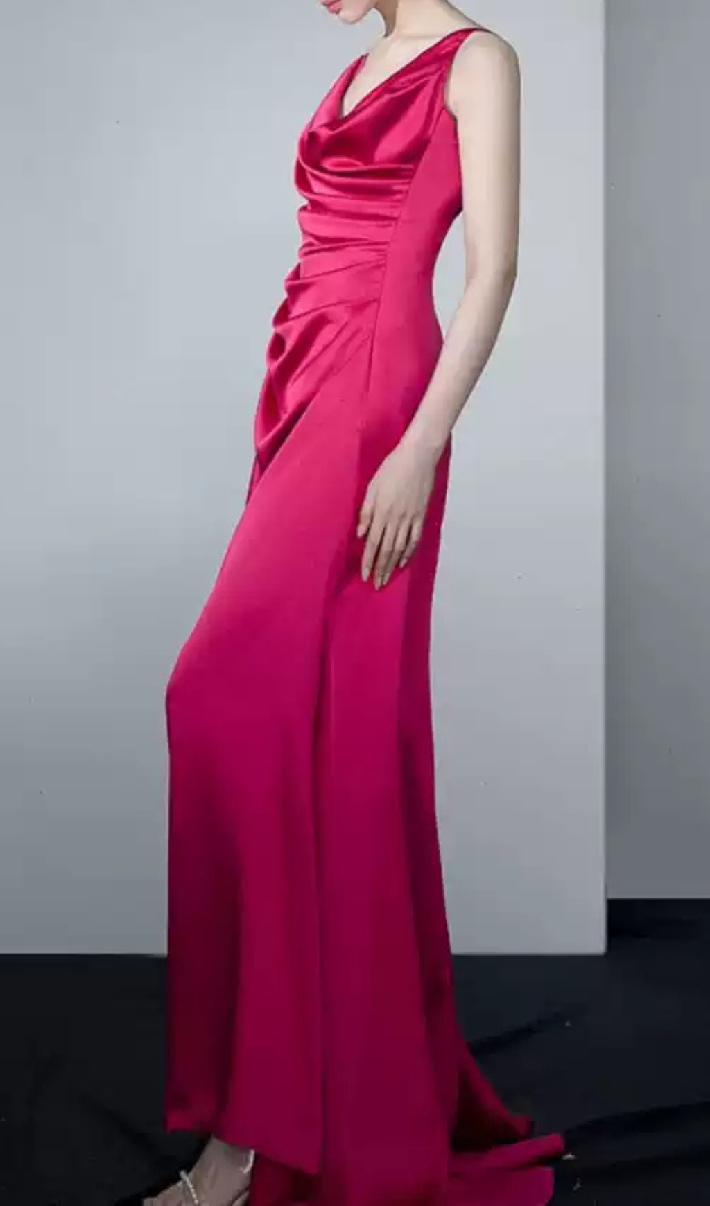 1abe4dae370c7fb96d28ea4def0f4f2c.jpg Fashionslee Women Cocheta Rose Red Ruched Satin Maxi Dress