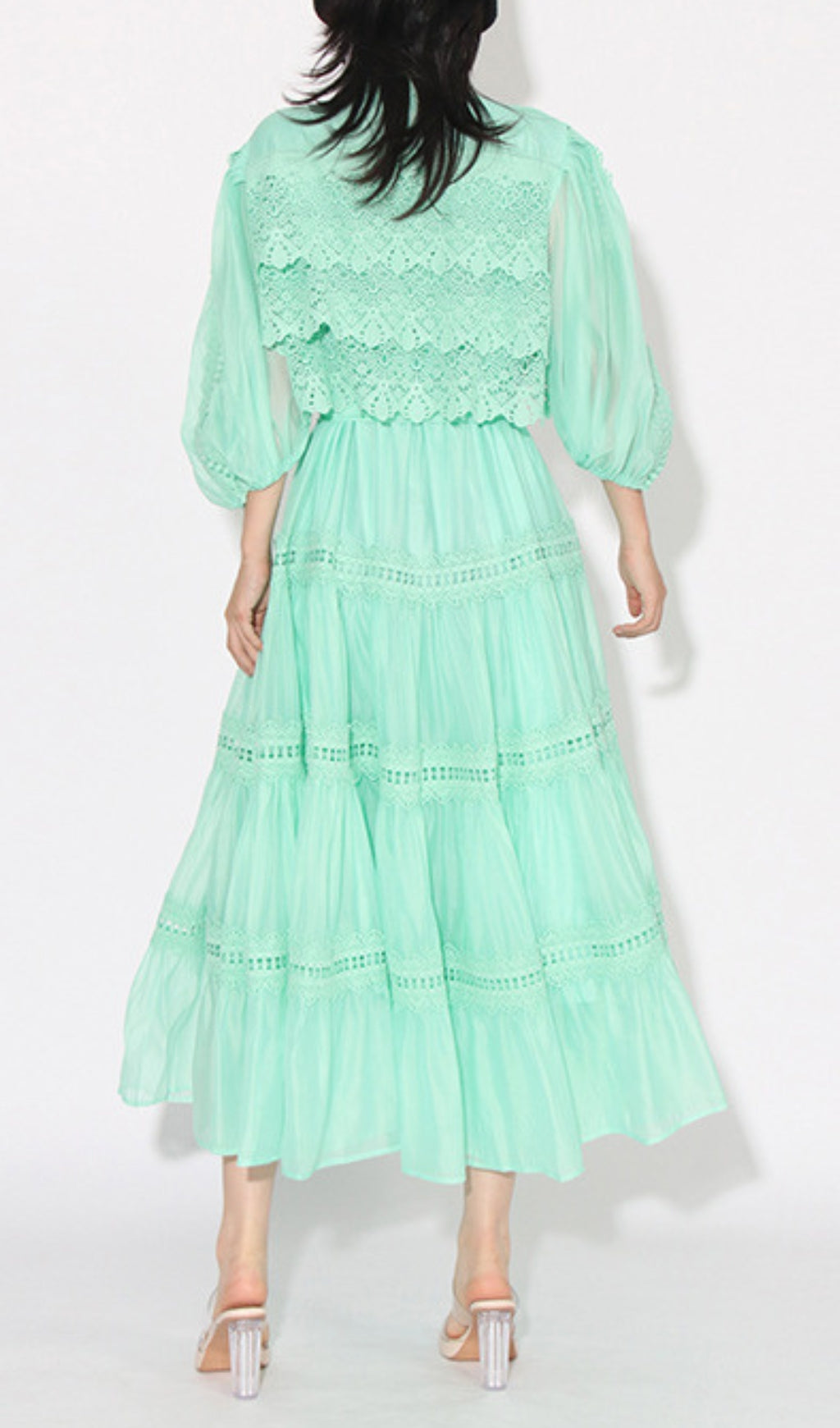 Fashionslee Women Astrea Puff Sleeve Embroidery Maxi Dress