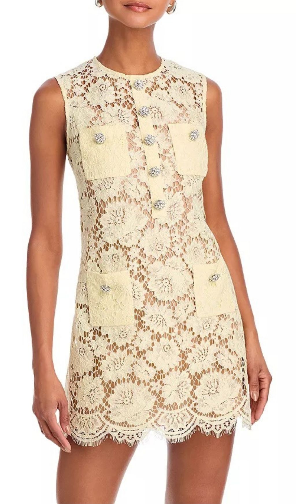 Fashionslee Women Lace Mini Dress -Yellow