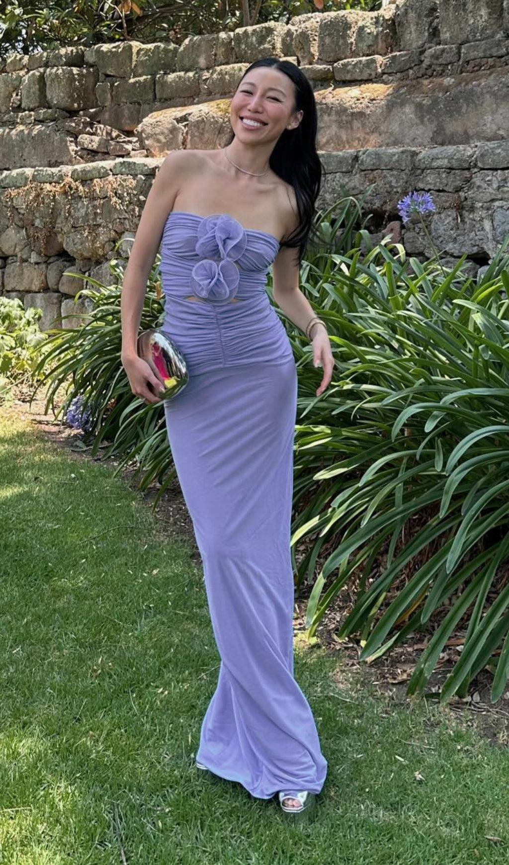 Fashionslee Women Awenasa Purple Flower Cutout Maxi Dress