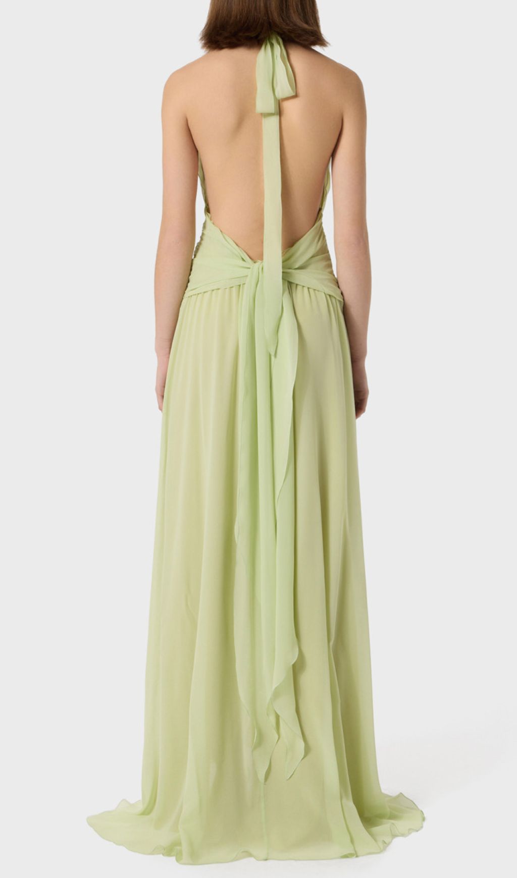 Fashionslee Women Florine Green Halter Flower Ruffle Maxi Dress