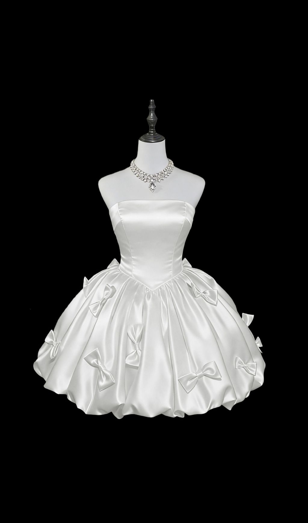 20eb64eab10d07f128a4e381c2e24d94.jpg Fashionslee Women Kristal Strapless Bow Embellished Mini Dress