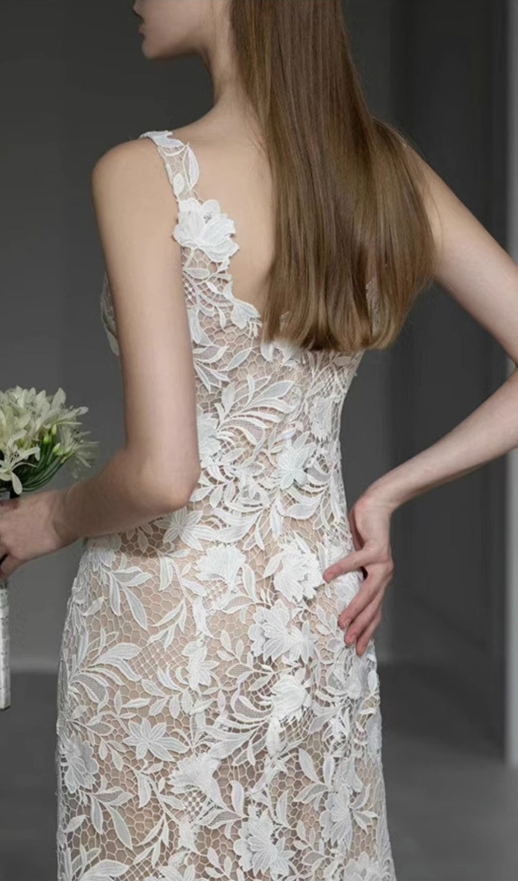Fashionslee Women Aviana Flower Lace Wedding Dress
