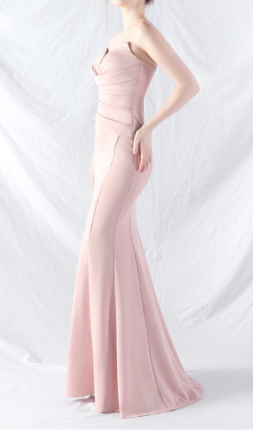 227404f08712efbe5d9a4ee9a79a25b8.jpg Fashionslee Women Chrina Pink Strapless Ruched Maxi Dress