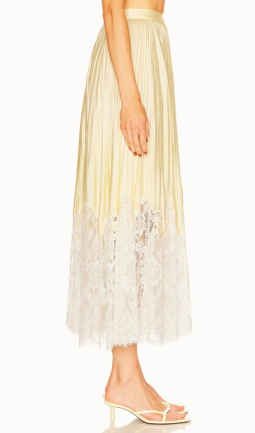 2309e5883bcded15eb17f880c910c15c.jpg Fashionslee Women Leanna Yellow Lace Pleated Midi Skirt