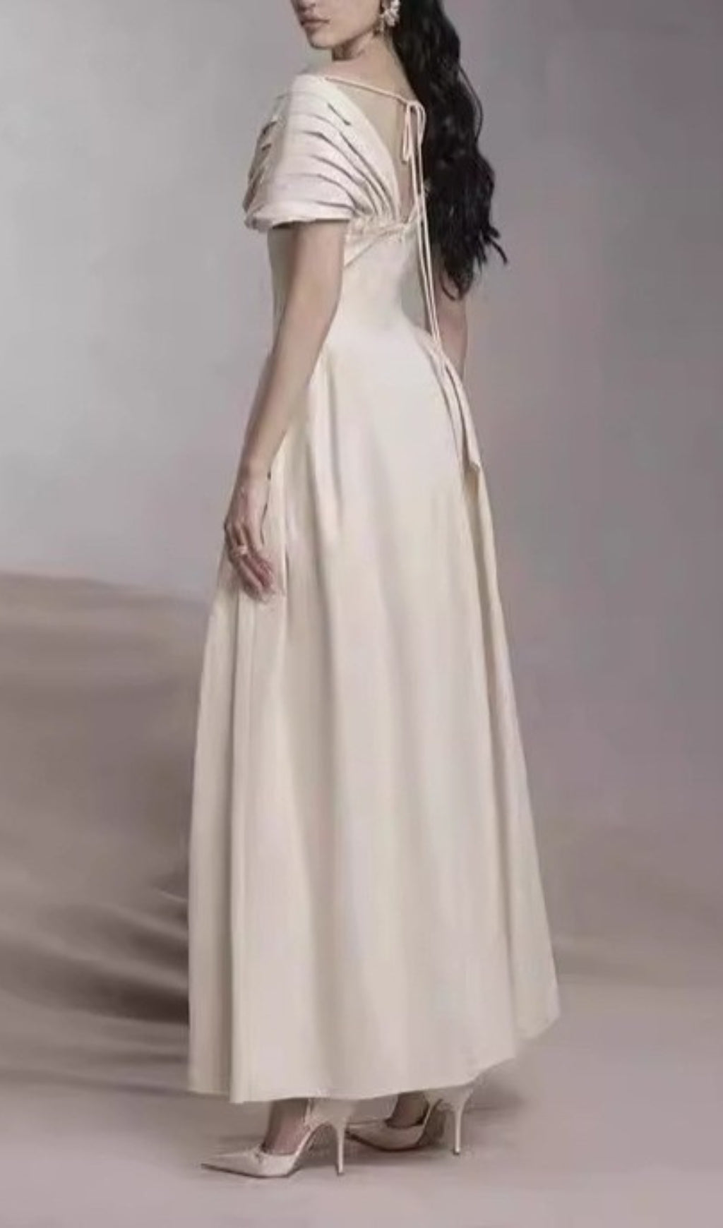 Fashionslee Women Atalie Ruched Shoulder Maxi Dress