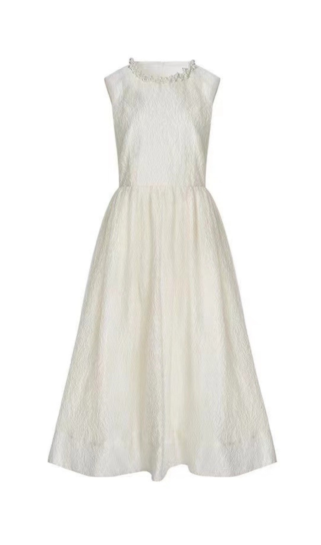 Fashionslee Women Ataahua Pearl Neck Midi Dress