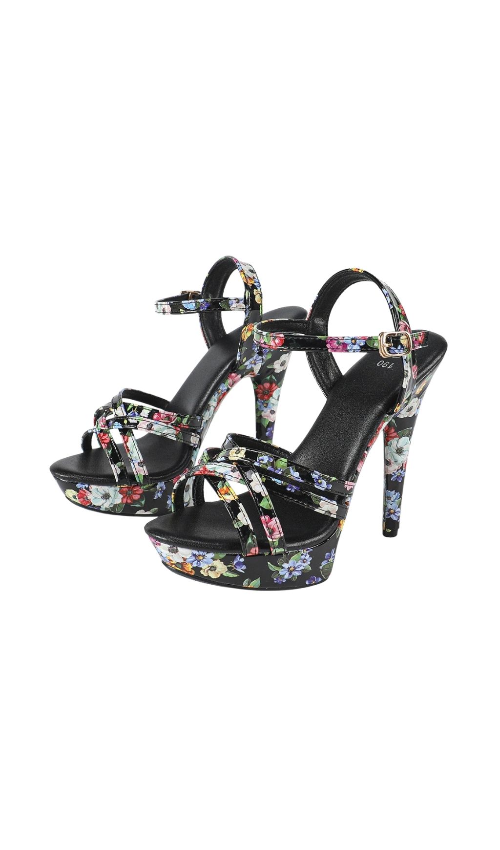 Fashionslee Women Kynthia Black Floral Printed Heels