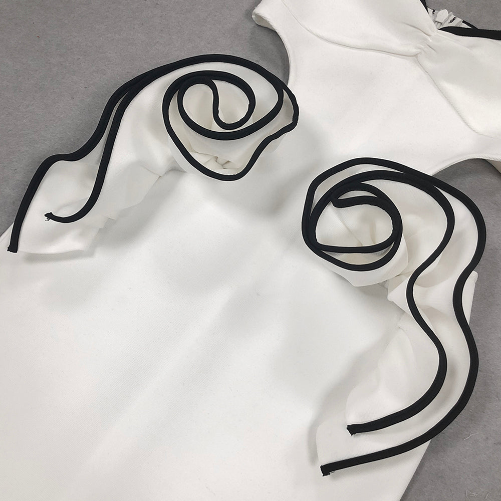 Fashionslee Women Bernadette White Flower Cutout Bandage Maxi Dress