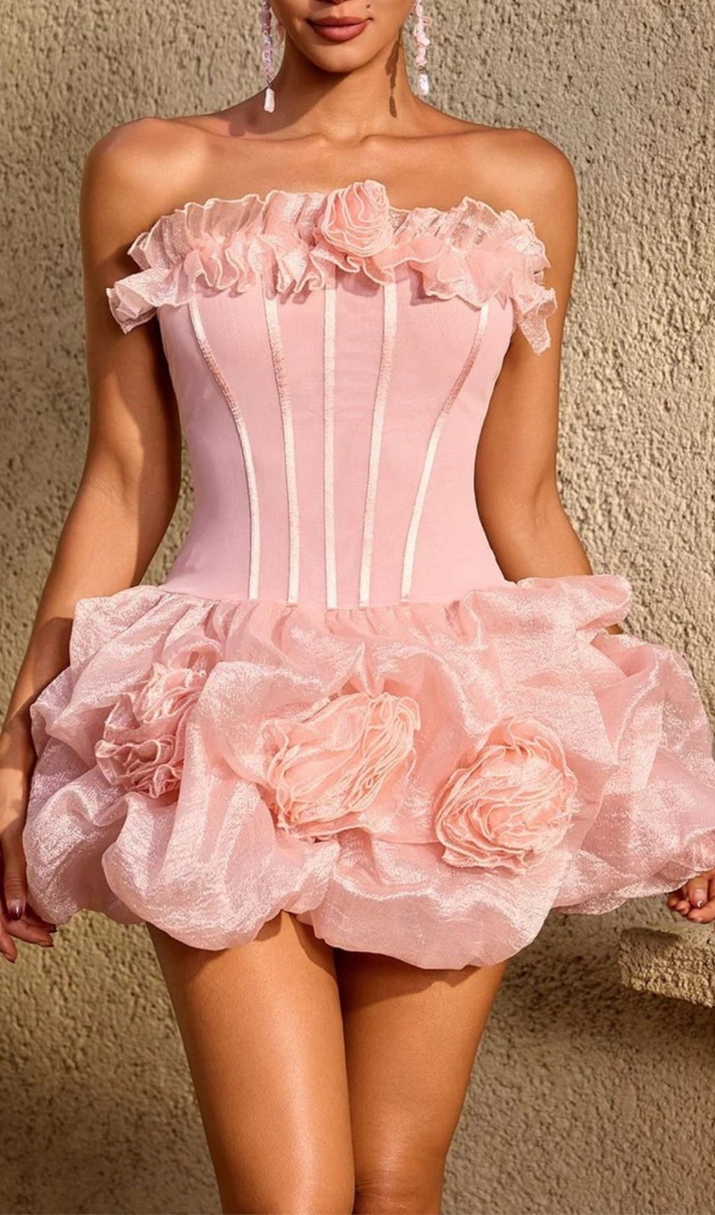 250d70b7e29dfcef8722f1842168ffe0.jpg Fashionslee Women Uldravis Strapless Flower Bubble Mini Dress