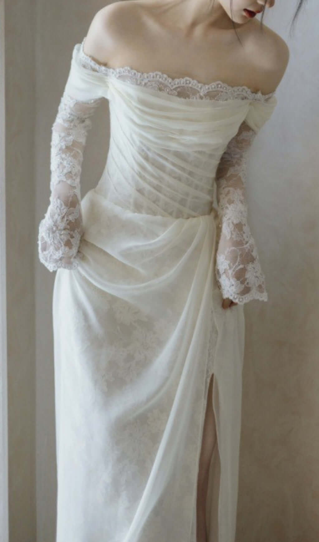 Fashionslee Women Avielle Mesh One Shoulder Wedding Dress