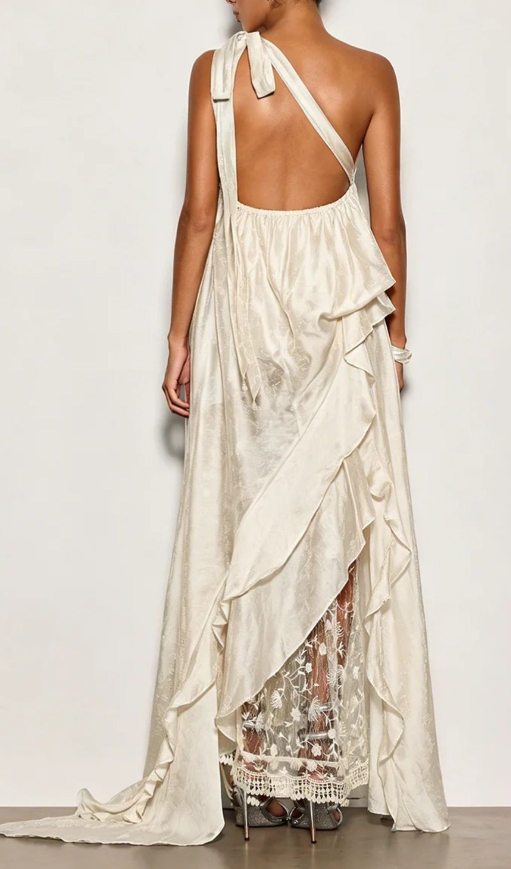 Fashionslee Women Czelaw One Shoulder Lace Maxi Dress