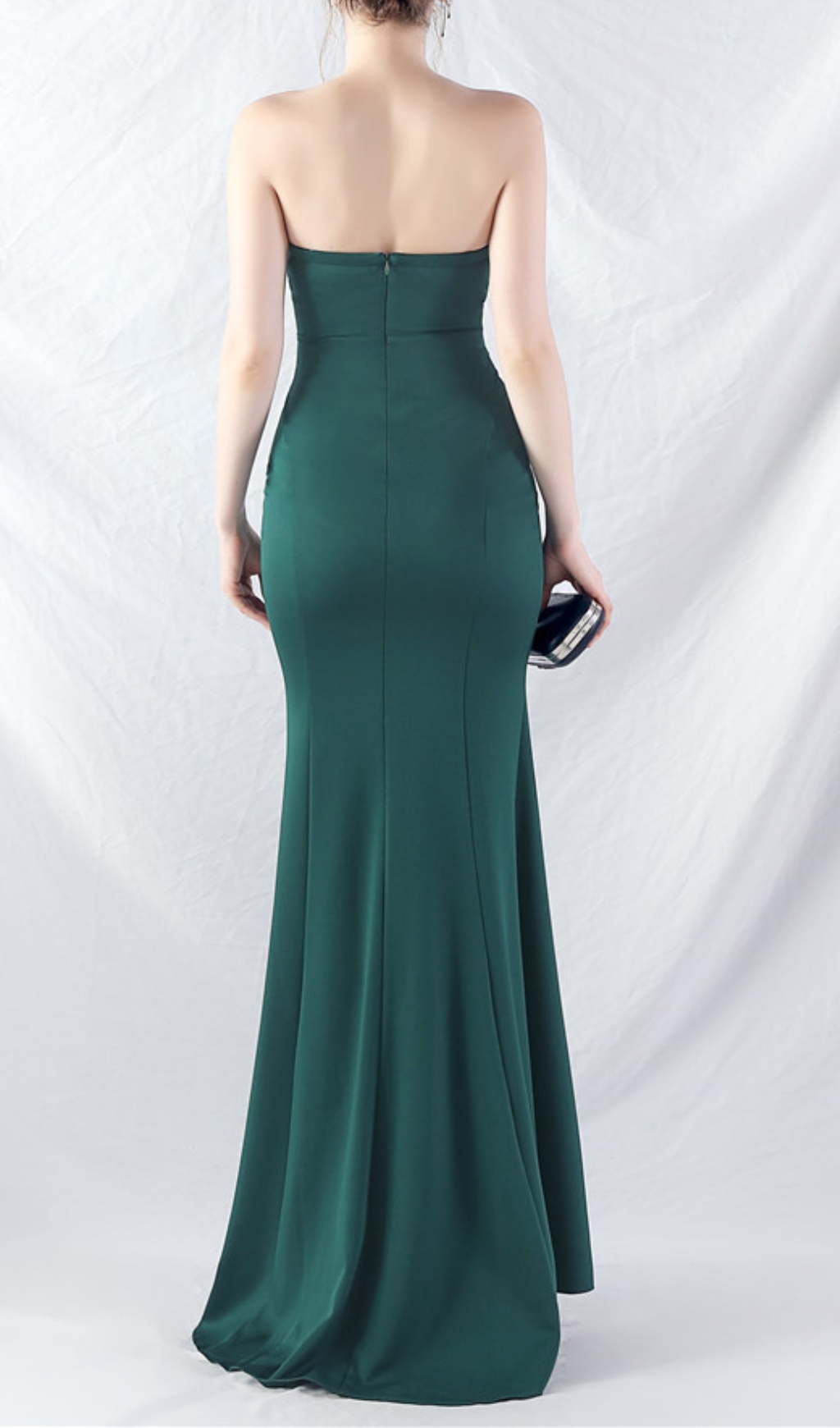Fashionslee Women Chrina Green Strapless Ruched Maxi Dress