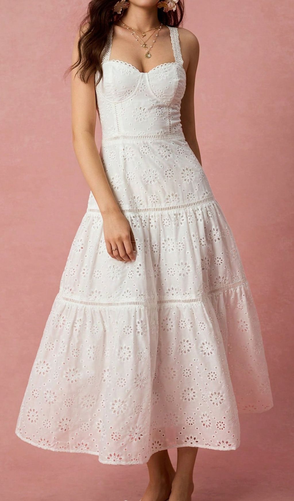2835c996eeb82c2bbd9ef97b4b5aef97.jpg Fashionslee Women Lamya White Strappy Midi Dress
